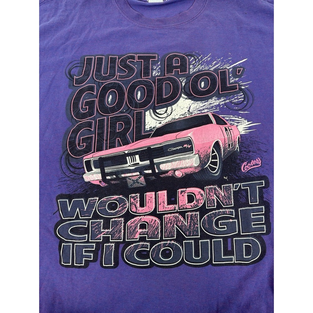 Cooters Dodge Charger T-shirt Garage Size XL General Lee Dukes of Hazzard Purple - Picture 2 of 6